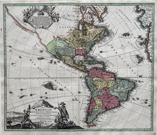 Amerika Noord- en Zuid-Amerika Americas North and South America - JB Homann - circa 1720