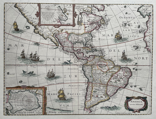 Amerika Noord- en Zuid-Amerika Americas North and South America - J Janssonius - 1661