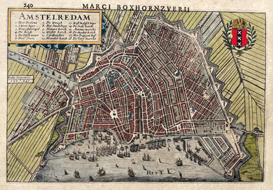 Amsterdam Stadsplattegrond in vogelvluchtperspectief - M Boxhorn - 1632