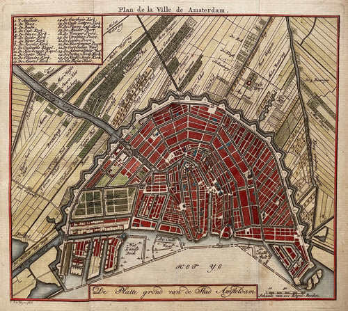 Amsterdam Stadsplattegrond - H de Leth - 1740