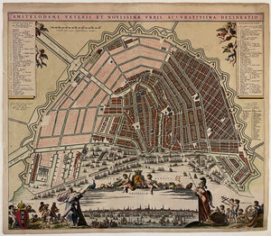 Amsterdam Stadsplattegrond in vogelvluchtperspectief - Nicolaas Visscher - circa 1675