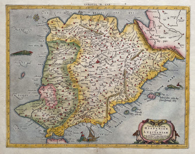 Spanje Portugal Spain Ptolemy map - C Ptolemaeüs / F Halma ed 1695 / G Mercator - 1578