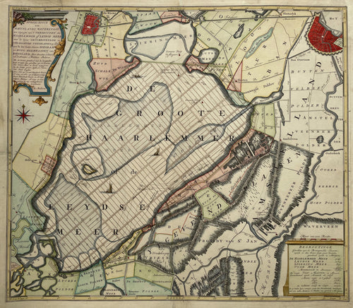 Haarlemmermeer - M Bolstra De grootfoliokaart atlas Rijnland Dou & Van Broeckhuysen - 1746