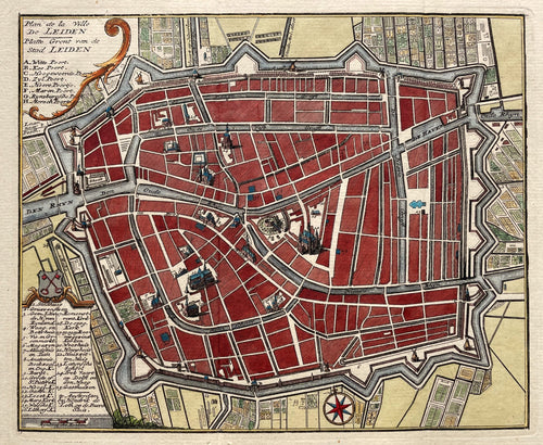 Leiden Stadsplattegrond - H de Leth - 1740