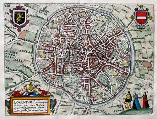België Leuven Stadsplattegrond in vogelvluchtperspectief Louvain Belgium - WJ Blaeu / L Guicciardini - 1612