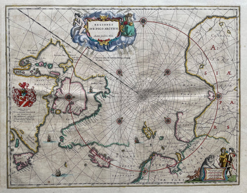 Wereld Noordpool World North Pole Arctic - Joan Blaeu - 1663