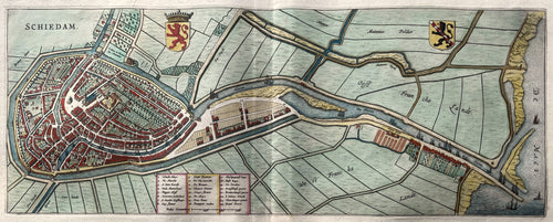 Schiedam Stadsplattegrond in vogelvluchtperspectief - J Blaeu - 1649