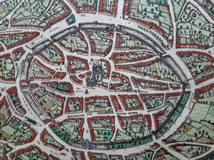 Duitsland Aken Germany Aachen Stadsplattegrond in vogelvluchtperspectief - G Braun & F Hogenberg / J Janssonius - 1657