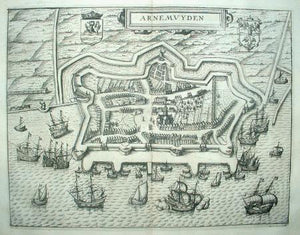 ARNEMUIDEN Stadsplattegrond - WJ Blaeu / L Guicciardini - 1612