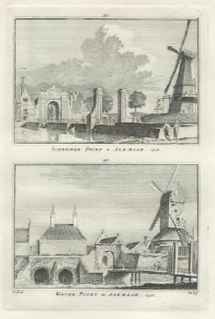 ALKMAAR Schermerpoort en Waterpoort - H Spilman - ca. 1750