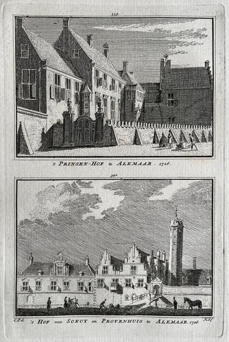 ALKMAAR Prinsenhof en Hof van Sonoy - H Spilman - ca. 1750