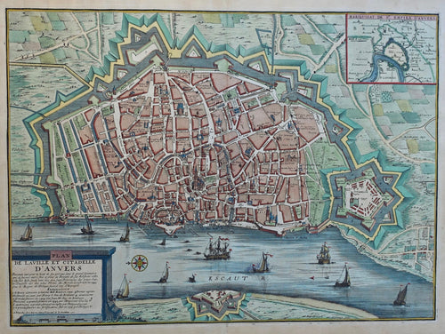België Antwerpen Stadsplattegrond Belgium - Eugène Henry Fricx - 1712