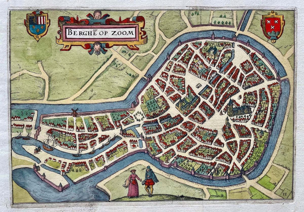 Bergen op Zoom Stadsplattegrond in vogelvluchtperspectief - WJ Blaeu
