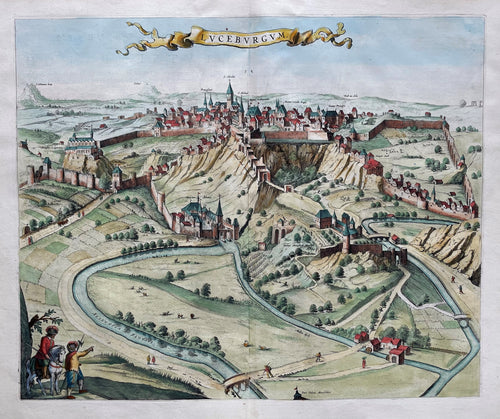 Luxemburg Aanzicht van de stad in vogelvluchtperspectief - J Blaeu - 1649