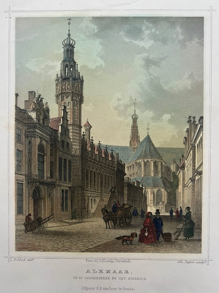ALKMAAR Grote Sint Laurenskerk en stadhuis - JL Terwen / GB van Goor - 1858