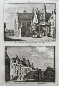 GRAVE Markt / Stadhuis - H Spilman - ca. 1750