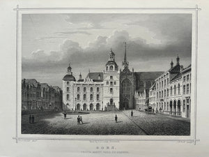 GOES Markt, kerk en stadhuis - JL Terwen / GB van Goor - 1858