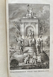 Friesland Tegenwoordige Staat der Vereenigde Nederlanden Friesland 4 delen - J de Groot G Warnars en anderen - 1785-1789 - bijzonder fraaie uitgave met 103 extra prenten