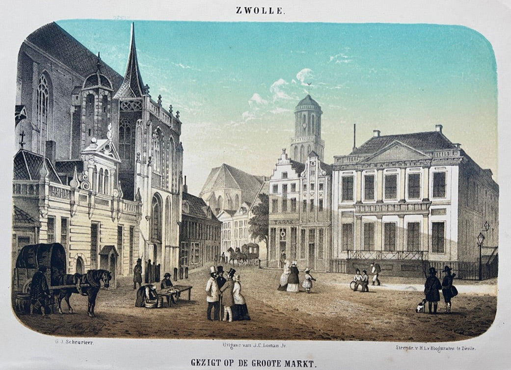 Zwolle Grote Markt - L van Hoogstraten / JC Loman jr - 1857