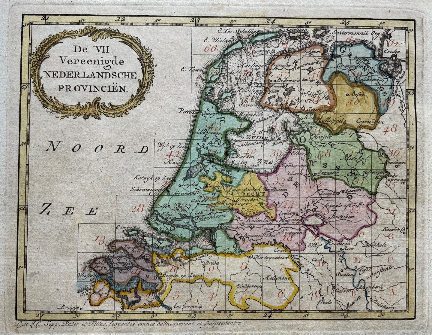 7 provinciën Map of the Seven United Provinces - C en CJ Sepp - 1773