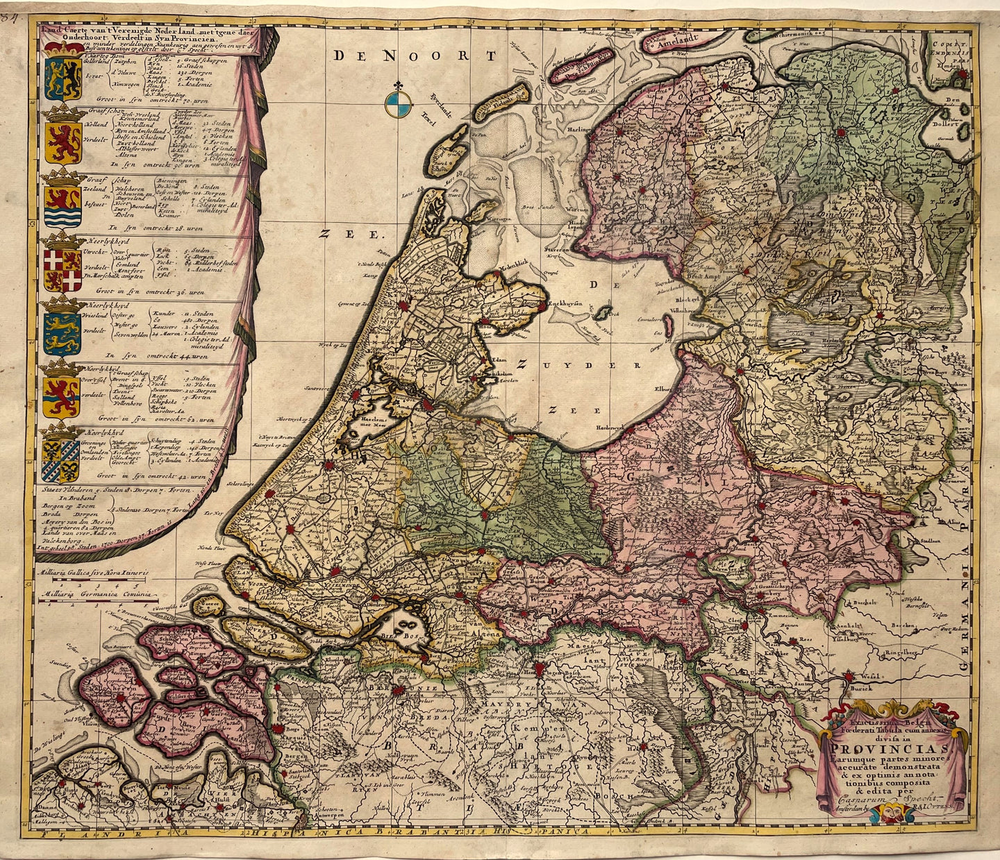 7 provinciën Map of the Seven United Provinces - C Specht / R en J Ottens - circa 1730