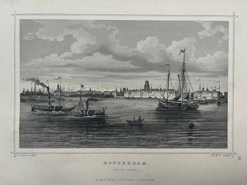 ROTTERDAM Profielgezicht vanaf de Maas - JL Terwen / GB van Goor - 1858