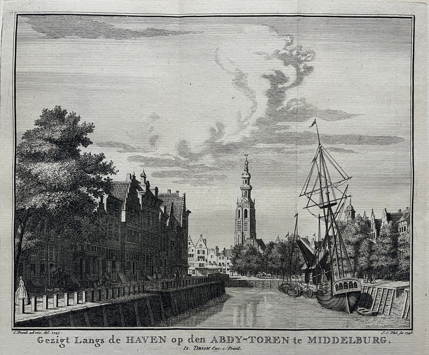MIDDELBURG Dam met Abdijtoren - JC Philips - 1748