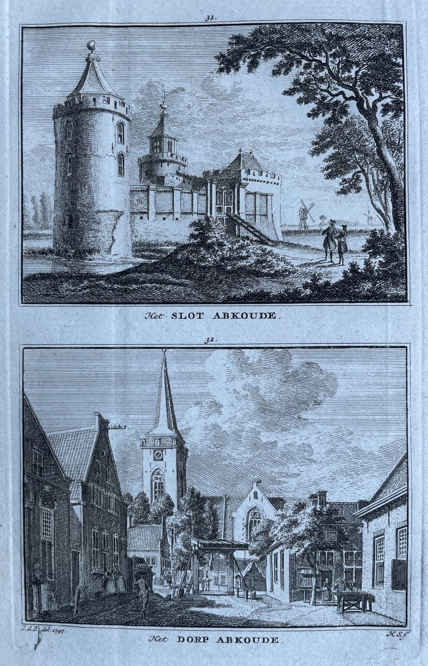 Abcoude Slot en dorp - H Spilman - ca. 1750
