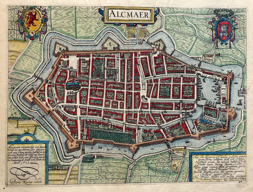 Alkmaar Stadsplattegrond in vogelvluchtperspectief - WJ Blaeu / L Guicciardini - 1613