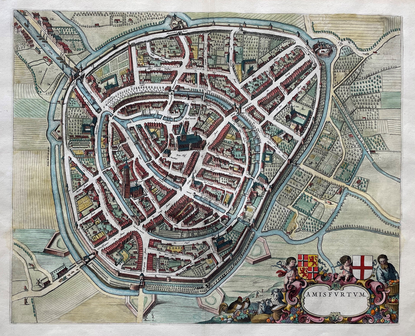 Amersfoort Stadsplattegrond in vogelvluchtperspectief - J Blaeu - 1649
