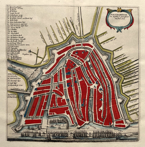 Amsterdam Stadsplattegrond - H van Waesberge en S en P Schouten - 1748
