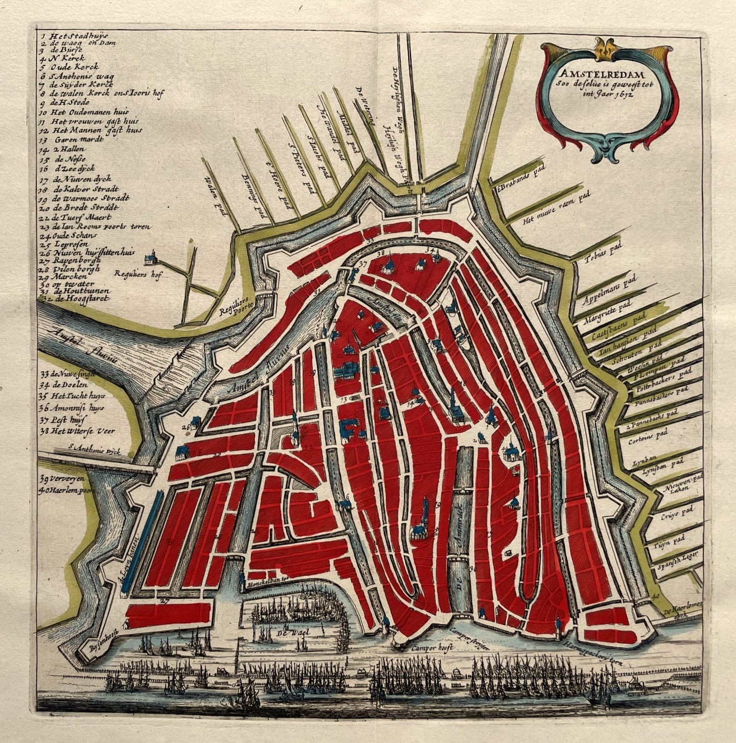 Amsterdam Stadsplattegrond - H van Waesberge en S en P Schouten - 1748