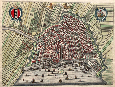 Amsterdam Stadsplattegrond in vogelvluchtperspectief - C Commelin - 1693