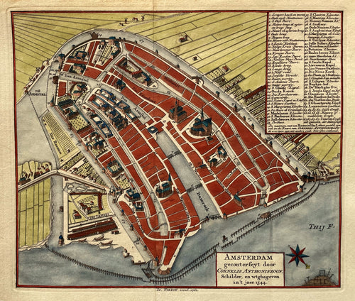 Amsterdam Stadsplattegrond - I Tirion / C Anthonisz - 1760
