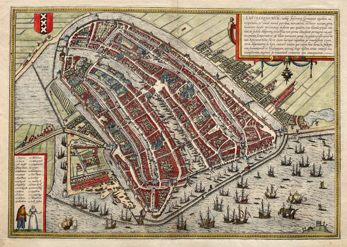 Amsterdam Stadsplattegrond - G Braun & F Hogenberg - 1575