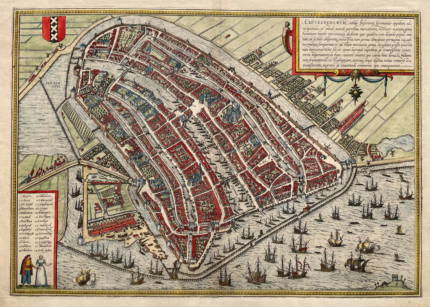 Amsterdam Stadsplattegrond - G Braun & F Hogenberg - 1575