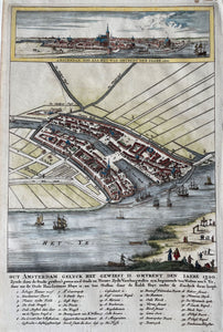 Amsterdam Stadsplattegrond met profielgezicht - C Commelin - 1693