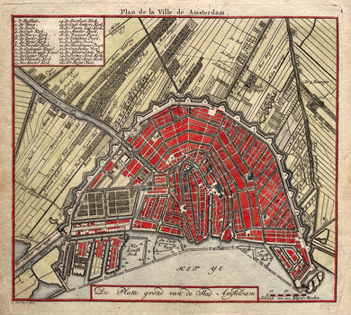 Amsterdam Stadsplattegrond - H de Leth - 1740