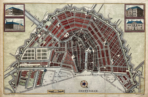 Amsterdam Stadsplattegrond - C Brouwer / JB Elwe - 1781