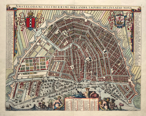 Amsterdam Stadsplattegrond in vogelvluchtperspectief - Fredrick de Wit - circa 1694