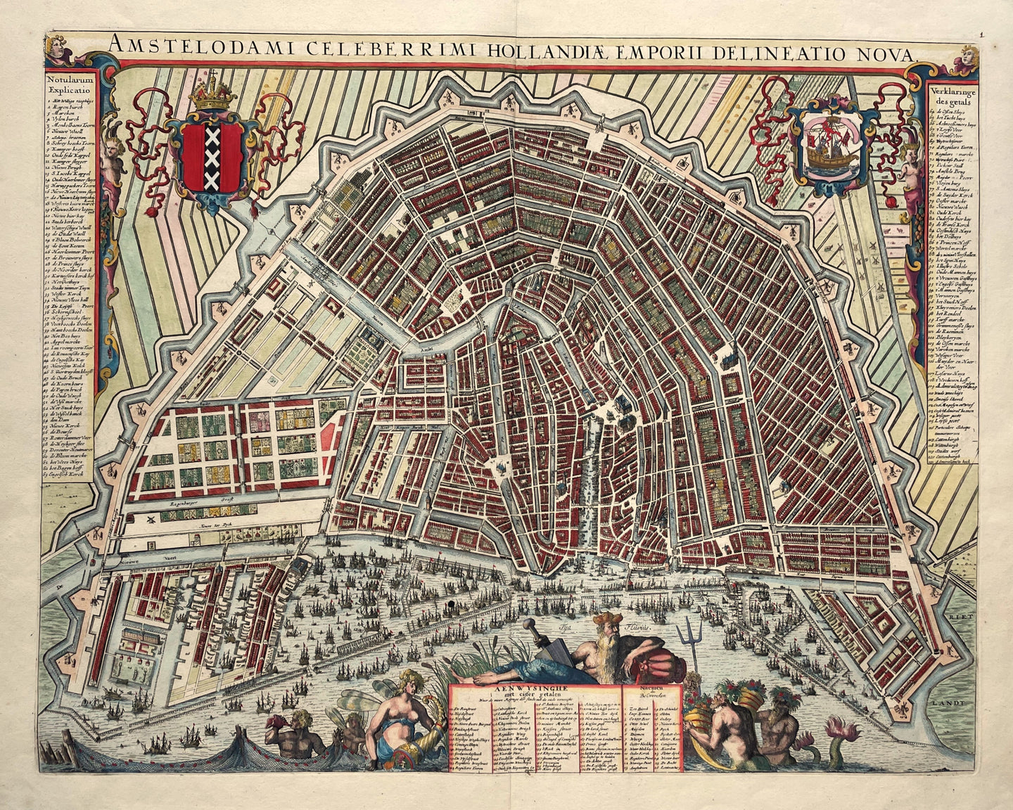 Amsterdam Stadsplattegrond in vogelvluchtperspectief - Fredrick de Wit - circa 1694