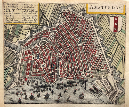 Amsterdam Stadsplattegrond - J Janssonius / L Guicciardini - 1652