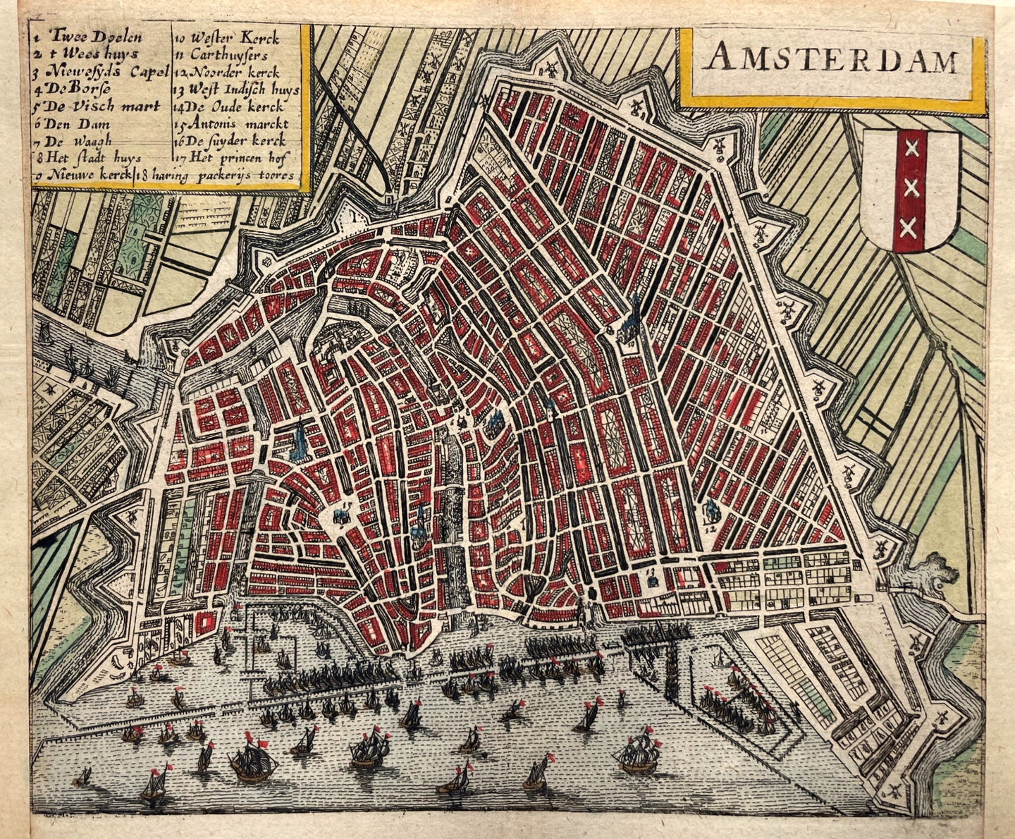 Amsterdam Stadsplattegrond - J Janssonius / L Guicciardini - 1652