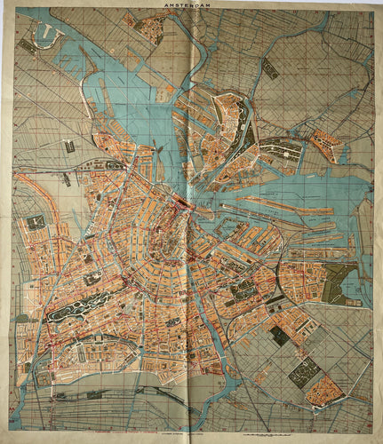 Amsterdam Stadsplattegrond met Oud-Zuid - J Vlieger - circa 1928