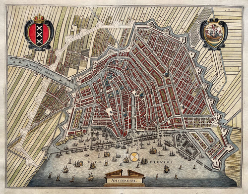 Amsterdam Stadsplattegrond in vogelvluchtperspectief - M Merian - 1646