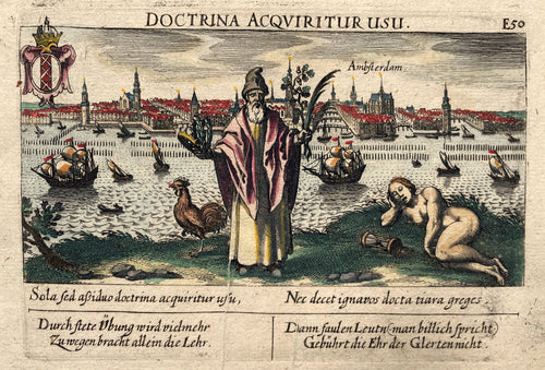 Amsterdam Profielgezicht met allegorische figuren - D Meisner - 1625