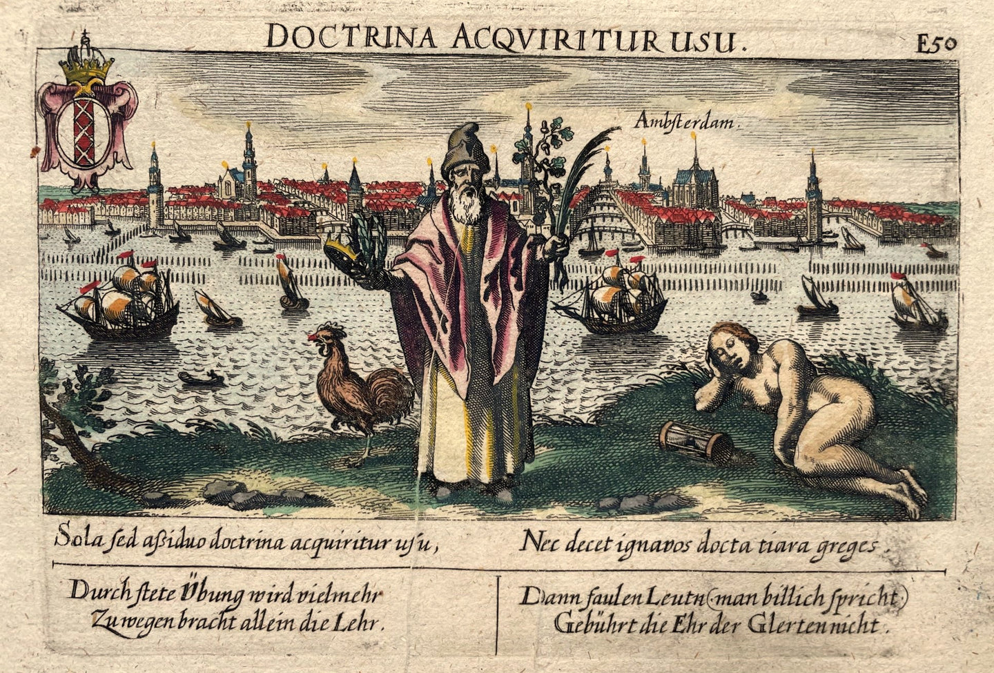 Amsterdam Profielgezicht met allegorische figuren - D Meisner - 1625