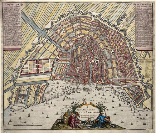 Amsterdam Stadsplattegrond - J Senex / S Parker - 1720