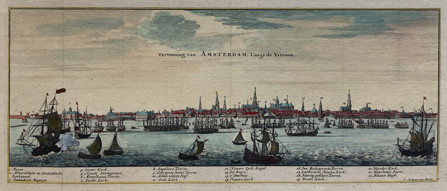 Amsterdam Aanzicht vanaf het IJ - J Schijnvoet / N ten Hoorn - 1713