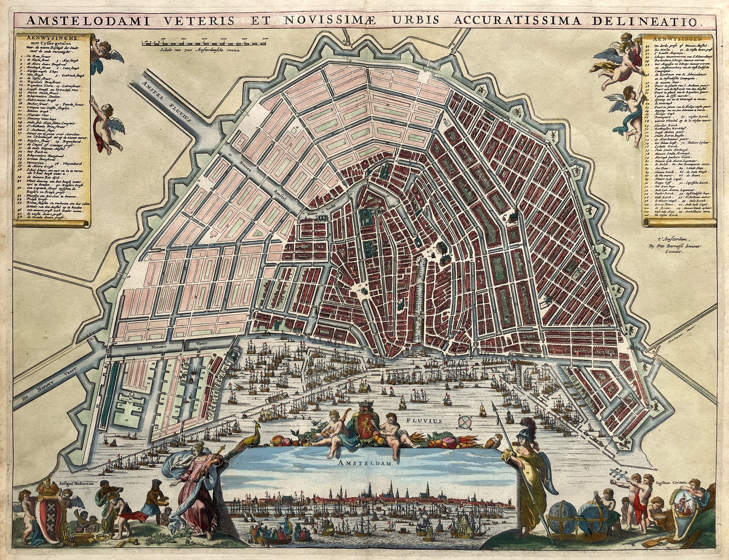 Amsterdam Stadsplattegrond in vogelvluchtperspectief - Otto Barentse Smient - 1663